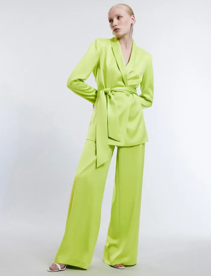 Women Jackets and Blazers BCBG Harrison Satin Blazer Lime Punch