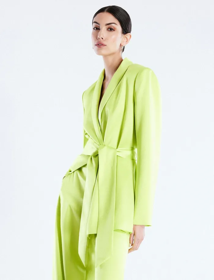 Women Jackets and Blazers BCBG Harrison Satin Blazer Lime Punch