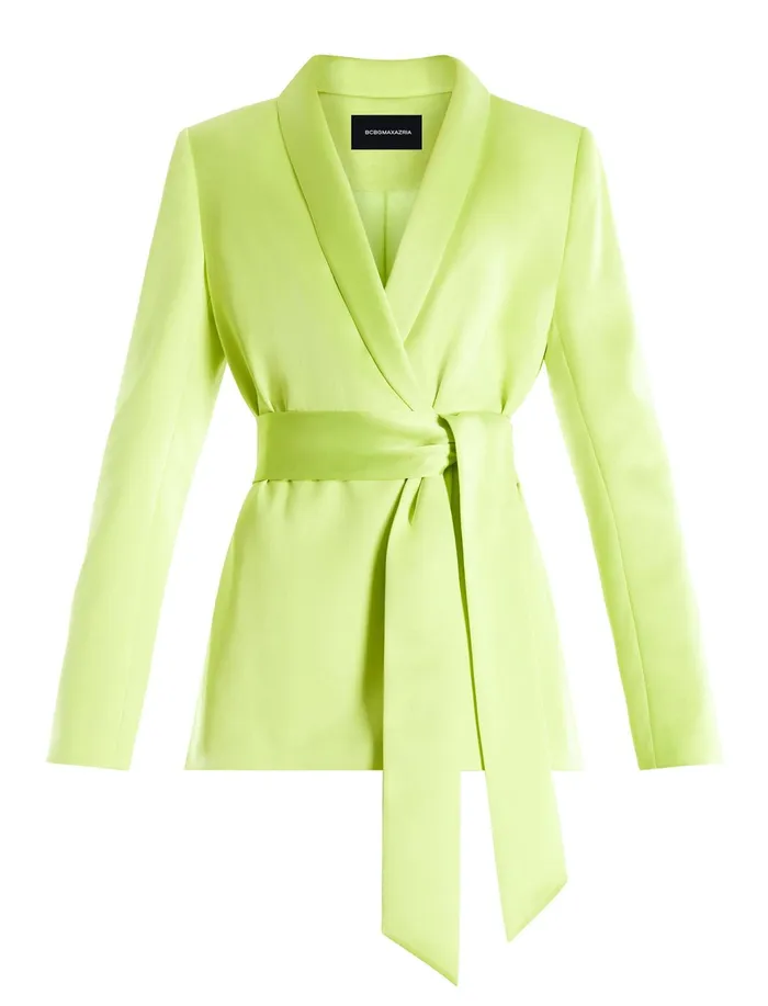 Women Jackets and Blazers BCBG Harrison Satin Blazer Lime Punch