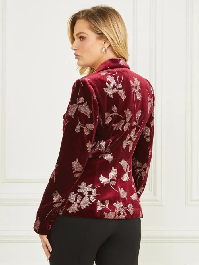 Women Jackets Marciano Angelica Velvet Blazer Purple Petal With Rose Go Women Jackets Marciano Angelica Velvet Blazer Purple Petal With Rose Go