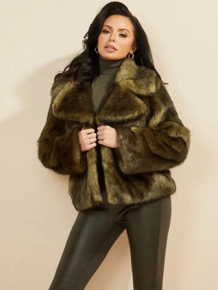 Women Jackets Marciano Gwenda FauxFur Jacket Lancer Green Multi