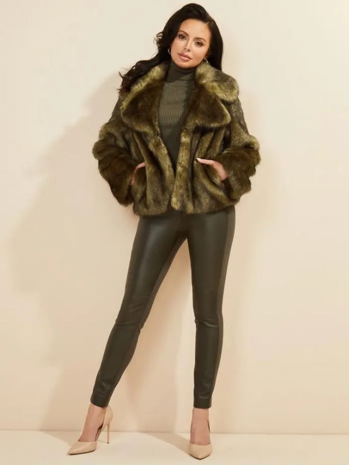 Women Jackets Marciano Gwenda FauxFur Jacket Lancer Green Multi Women Jackets Marciano Gwenda FauxFur Jacket Lancer Green Multi