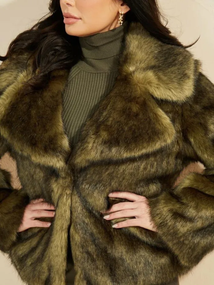 Women Jackets Marciano Gwenda FauxFur Jacket Lancer Green Multi Women Jackets Marciano Gwenda FauxFur Jacket Lancer Green Multi