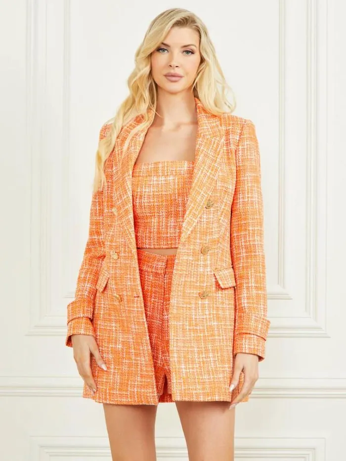 Women Jackets Marciano Luella Tweed Blazer Mayan Sunset Multi Women Jackets Marciano Luella Tweed Blazer Mayan Sunset Multi