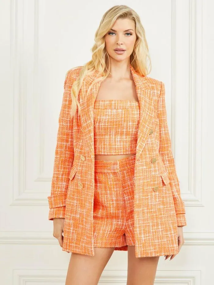 Women Jackets Marciano Luella Tweed Blazer Mayan Sunset Multi Women Jackets Marciano Luella Tweed Blazer Mayan Sunset Multi