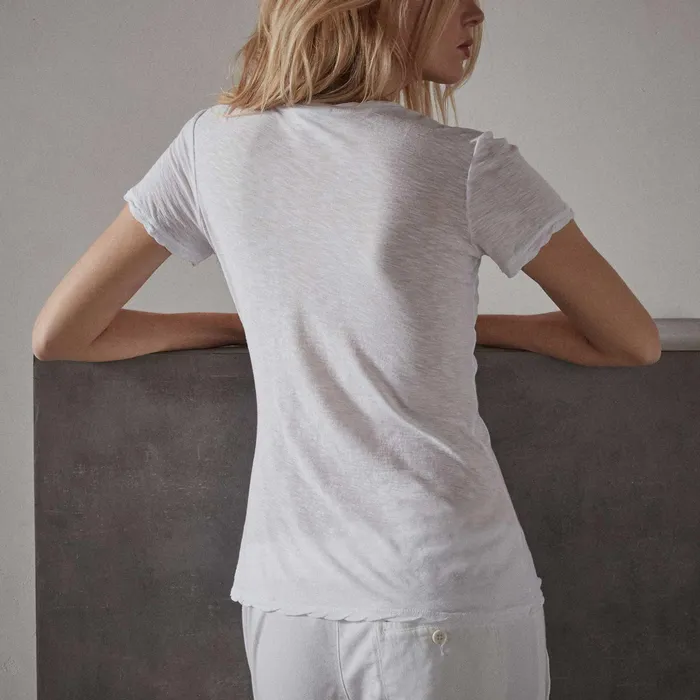 WOMEN James Perse CLASSICS Sheer Slub Casual V Neck White
