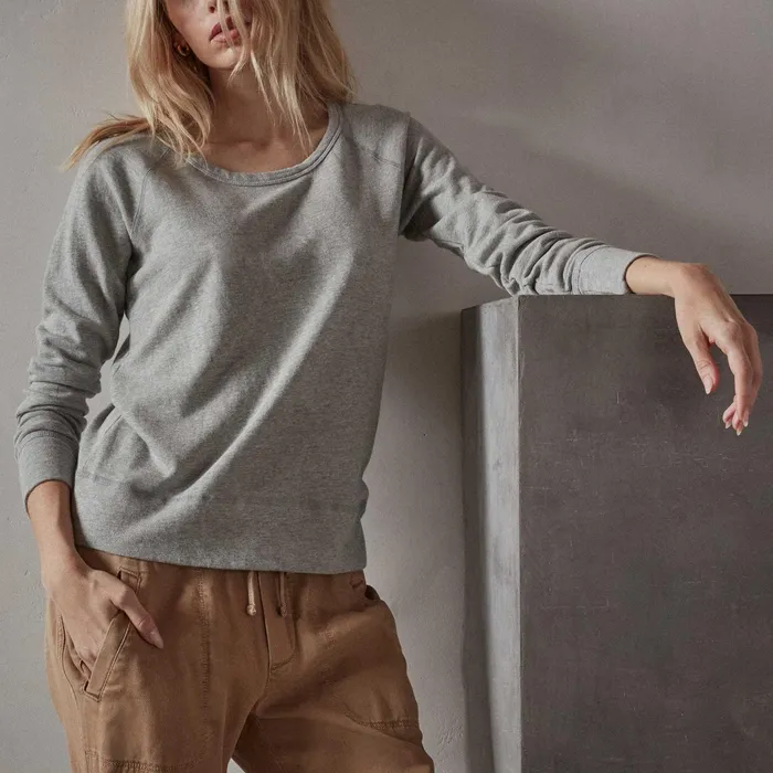 WOMEN James Perse CLASSICS Vintage French Terry Sweatshirt Heather Grey