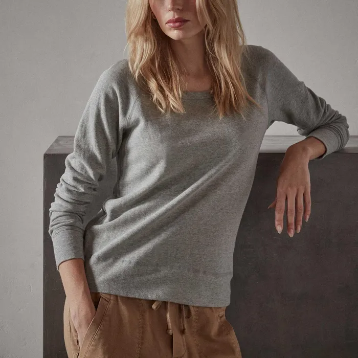WOMEN James Perse CLASSICS Vintage French Terry Sweatshirt Heather Grey