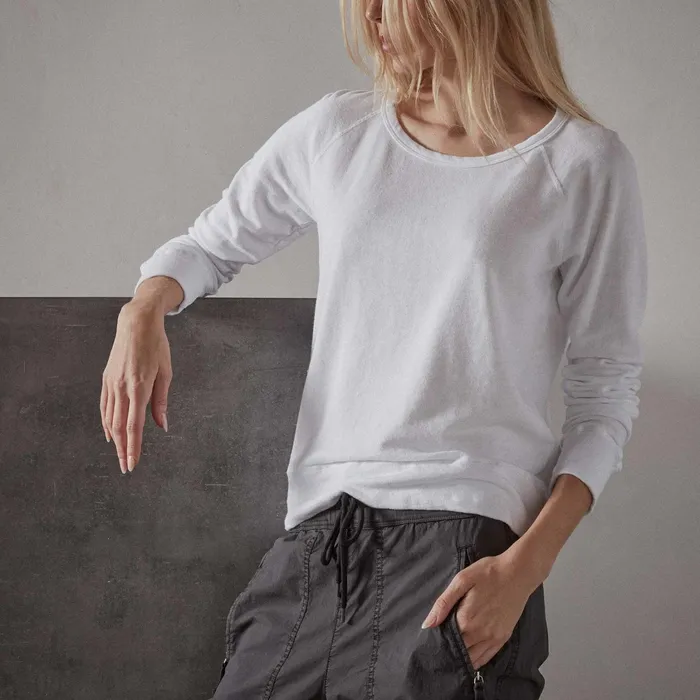 WOMEN James Perse CLASSICS Vintage French Terry Sweatshirt White
