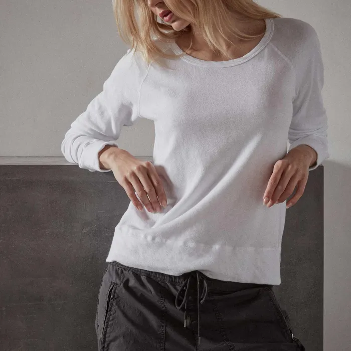 WOMEN James Perse CLASSICS Vintage French Terry Sweatshirt White
