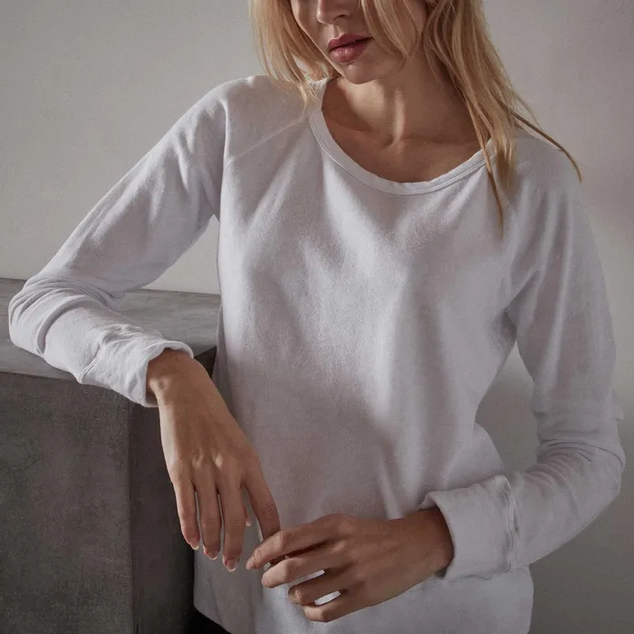 WOMEN James Perse CLASSICS Vintage French Terry Sweatshirt White
