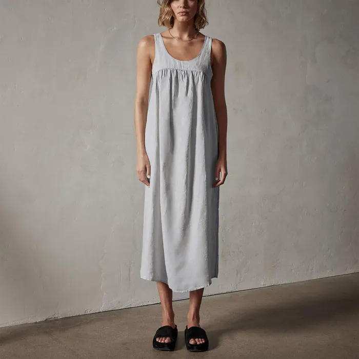 WOMEN James Perse DRESSESJUMPSUITS Gathered Linen Dress Memory Pigment