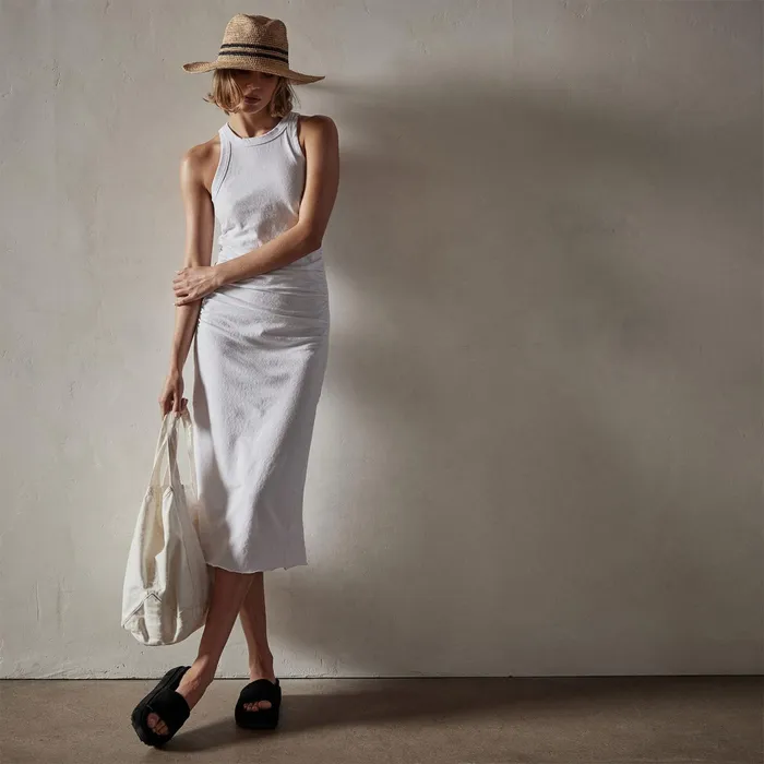 WOMEN James Perse DRESSESJUMPSUITS Ruched Cut Away Tank Dress White