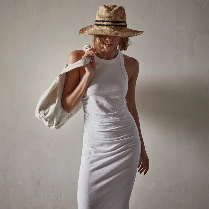WOMEN James Perse DRESSESJUMPSUITS Ruched Cut Away Tank Dress White