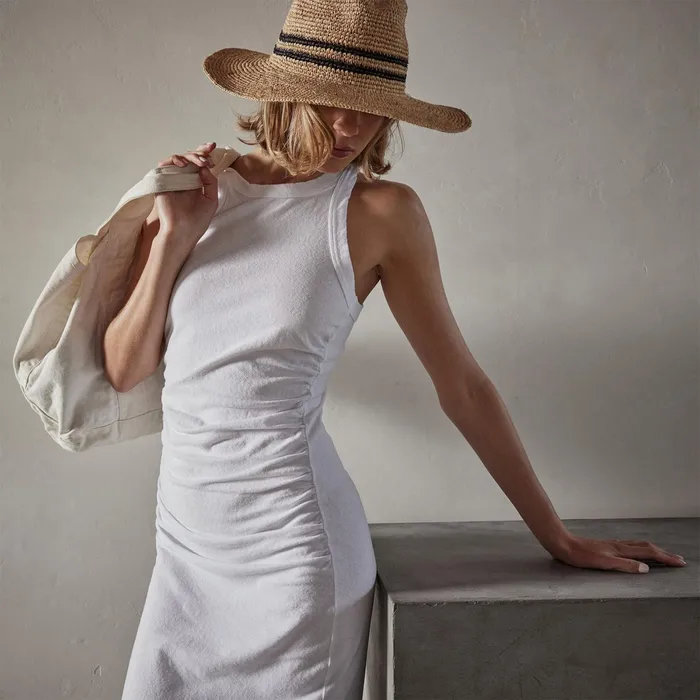 WOMEN James Perse DRESSESJUMPSUITS Ruched Cut Away Tank Dress White
