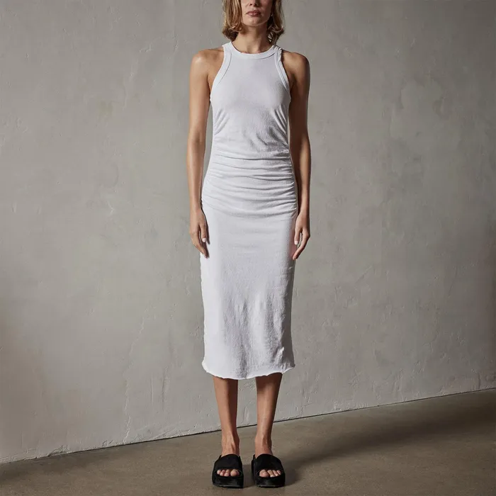 WOMEN James Perse DRESSESJUMPSUITS Ruched Cut Away Tank Dress White