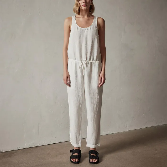 WOMEN James Perse DRESSESJUMPSUITS Sleeveless Linen Blend Jumpsuit Everest White Pigment