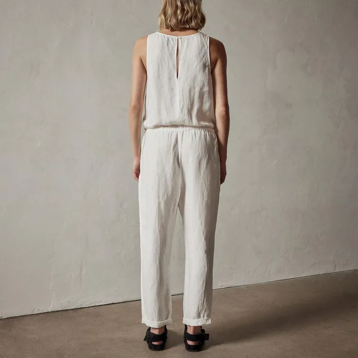WOMEN James Perse DRESSESJUMPSUITS Sleeveless Linen Blend Jumpsuit Everest White Pigment