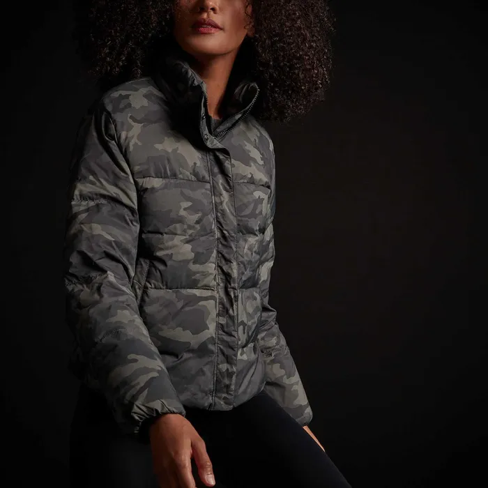 WOMEN James Perse JACKETSOUTERWEAR Camo Puffer Jacket Olive Camo