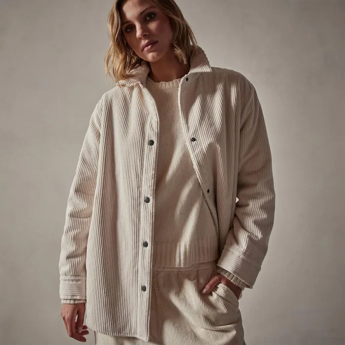 WOMEN James Perse JACKETSOUTERWEAR Sherpa Lined Oversized Corduroy Jacket Canvas
