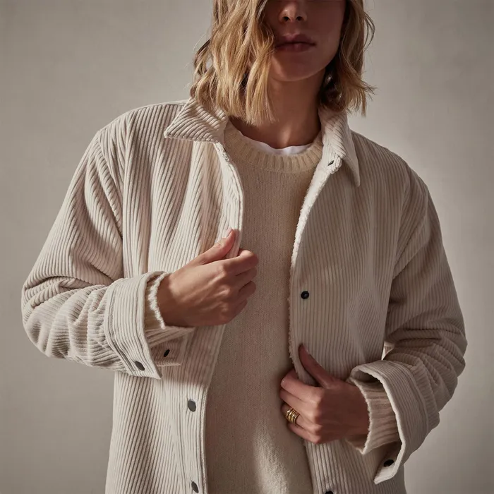WOMEN James Perse JACKETSOUTERWEAR Sherpa Lined Oversized Corduroy Jacket Canvas