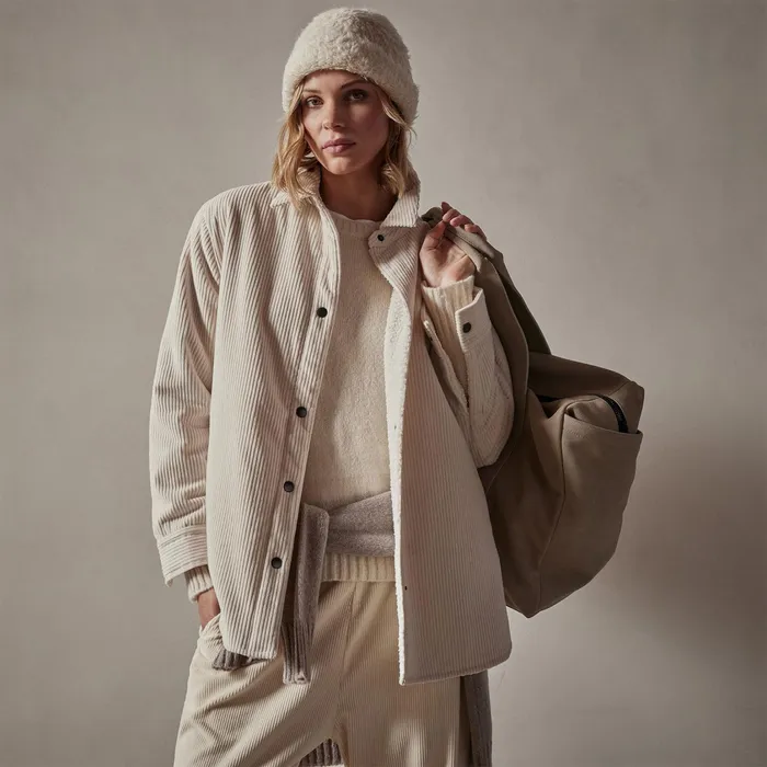 WOMEN James Perse JACKETSOUTERWEAR Sherpa Lined Oversized Corduroy Jacket Canvas