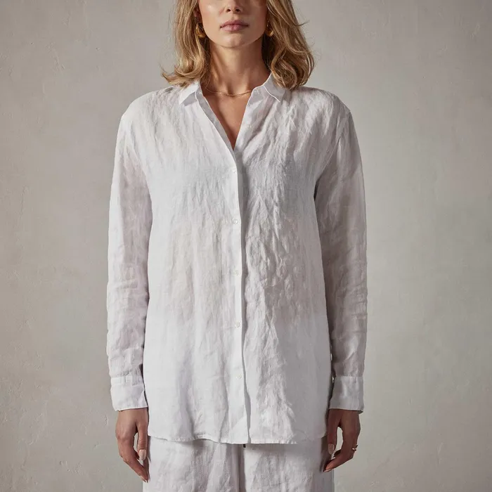 WOMEN James Perse LOS ANGELES COLLECTION Lightweight Linen Shirt White