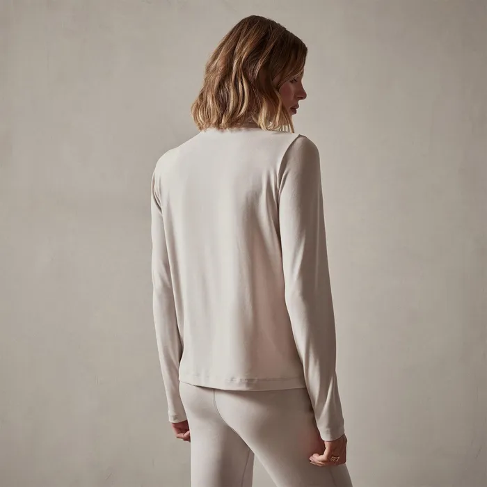 WOMEN James Perse NOVELTY TOPS Sueded Stretch Turtleneck Stone
