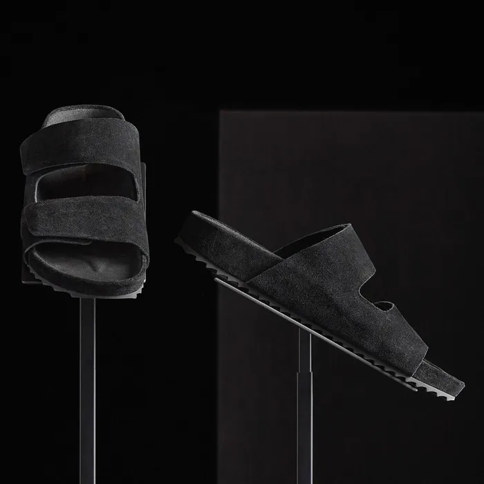 WOMEN James Perse SANDALS Women039s Double Strap Suede Slide Black