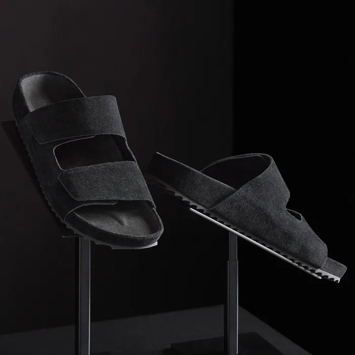 WOMEN James Perse SANDALS Women039s Double Strap Suede Slide Black