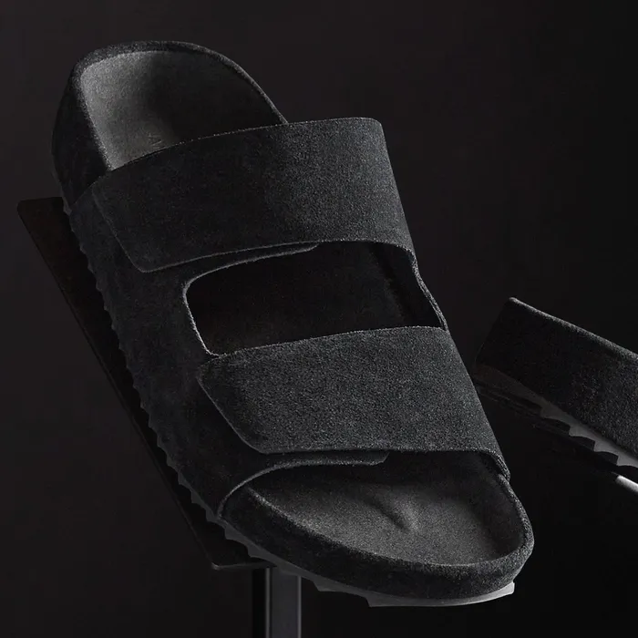 WOMEN James Perse SANDALS Women039s Double Strap Suede Slide Black