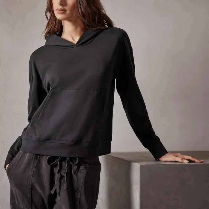 WOMEN James Perse SWEAT TOPSBOTTOMS Recycled Feather Weight Clean Hoodie Black