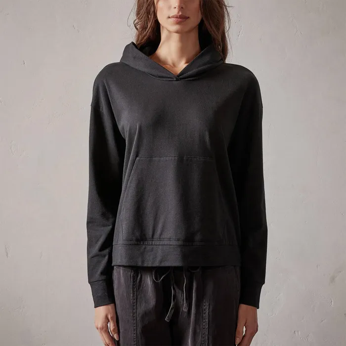 WOMEN James Perse SWEAT TOPSBOTTOMS Recycled Feather Weight Clean Hoodie Black