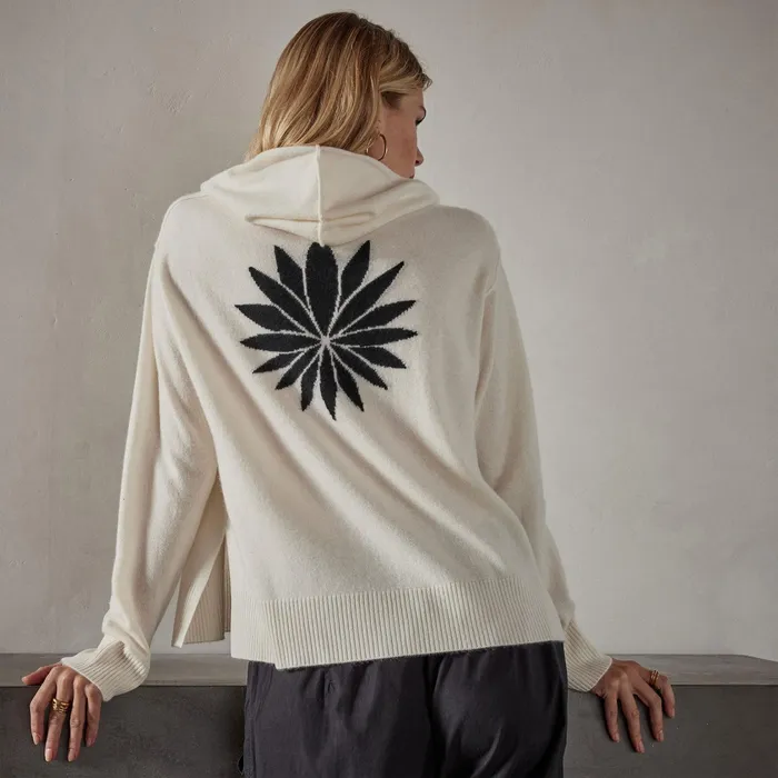 WOMEN James Perse SWEATERS Agave Graphic Hoodie Ivory