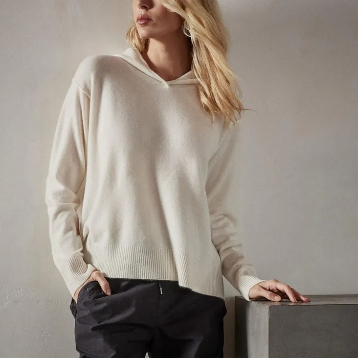 WOMEN James Perse SWEATERS Agave Graphic Hoodie Ivory