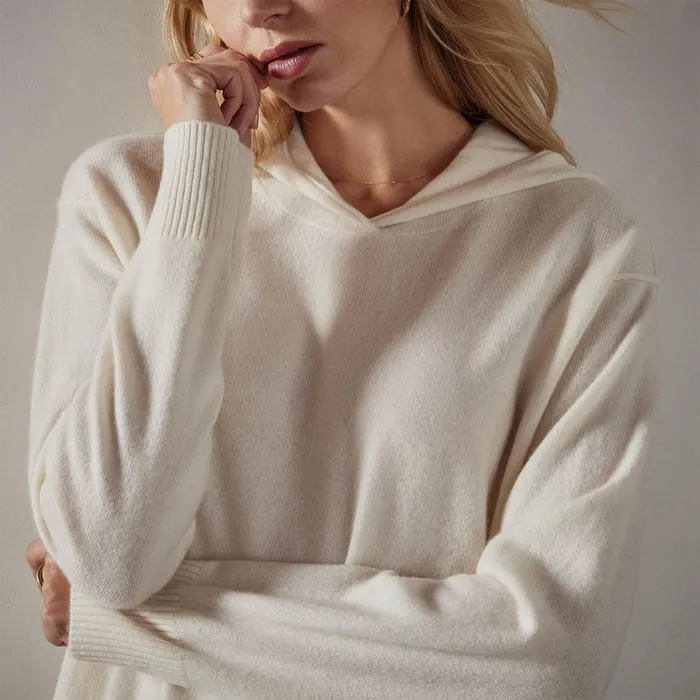 WOMEN James Perse SWEATERS Agave Graphic Hoodie Ivory