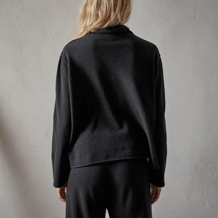WOMEN James Perse SWEATERS Recycled Cashmere Crop Funnel Neck Black