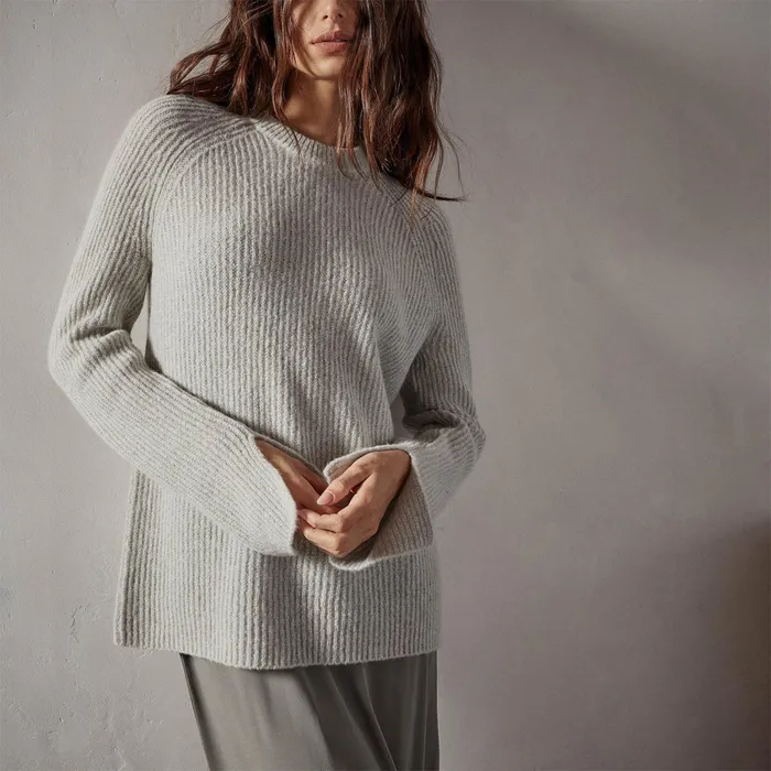 WOMEN James Perse SWEATERS Rib Raglan Crew Sweater Mist