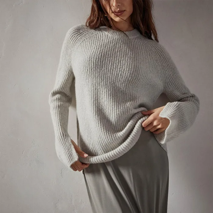 WOMEN James Perse SWEATERS Rib Raglan Crew Sweater Mist