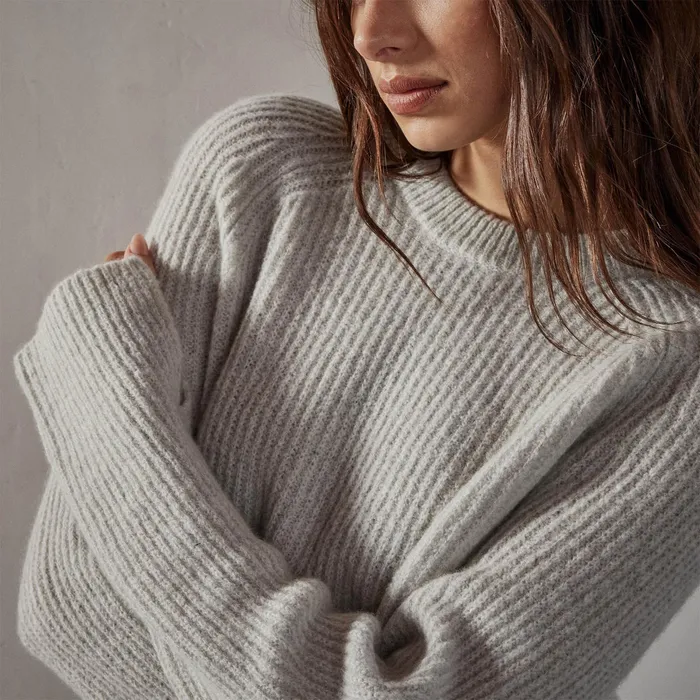 WOMEN James Perse SWEATERS Rib Raglan Crew Sweater Mist
