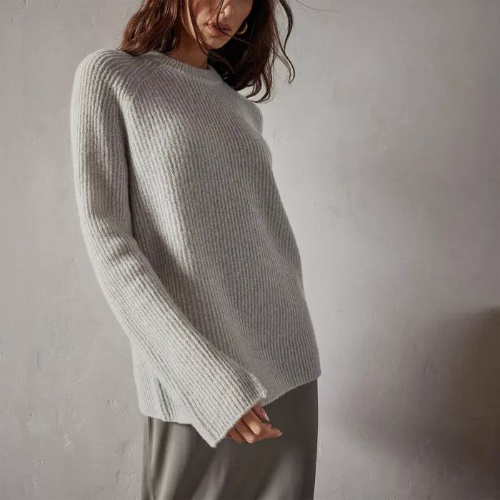 WOMEN James Perse SWEATERS Rib Raglan Crew Sweater Mist