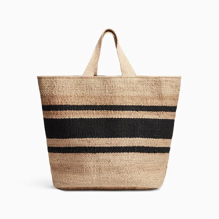 WOMEN James Perse Tote Bags Playa Striped Large Hemp Tote Naturalblack