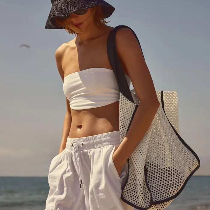 WOMEN James Perse Tote Bags Raffia Tote White Sand