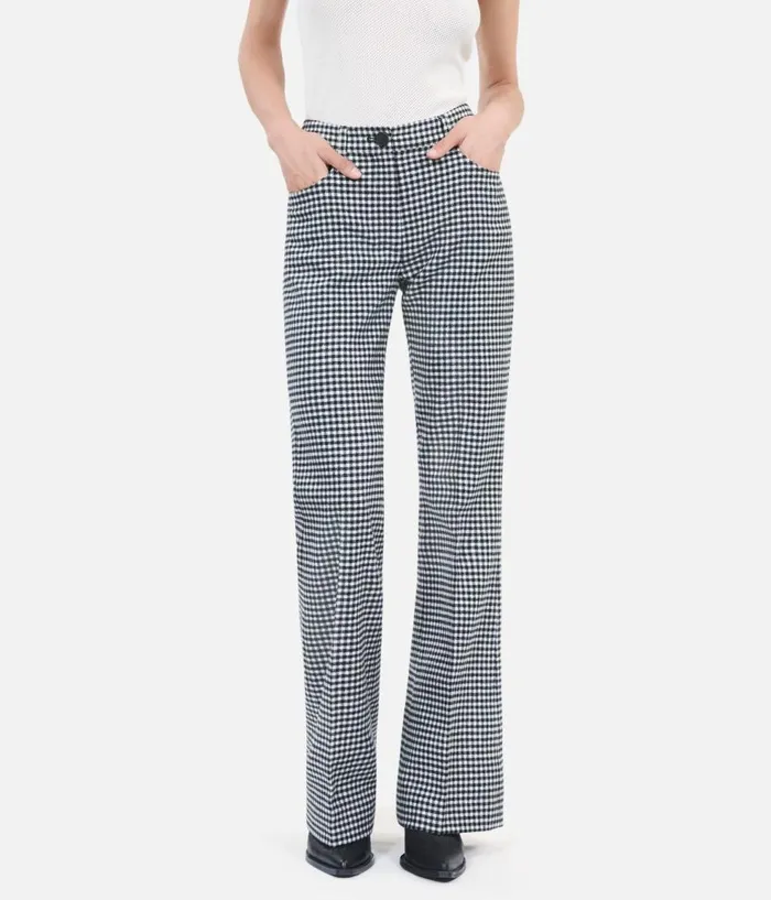 Women Jeans and Pants THE KOOPLES Vichy Check Flare Trousers Women Jeans and Pants THE KOOPLES Vichy Check Flare Trousers