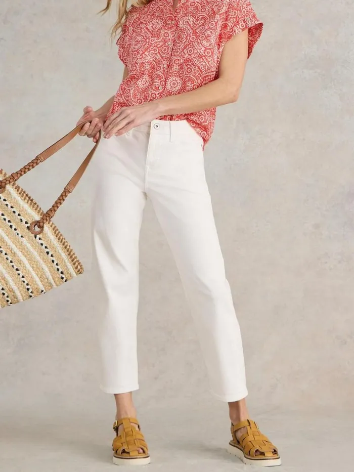 Women JEANS White Stuff Blake Straight Cropped Jean Natural White