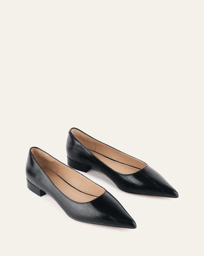 Women jomercer Anita dress flat black lizard leather BALLET Women jomercer Anita dress flat black lizard leather BALLET