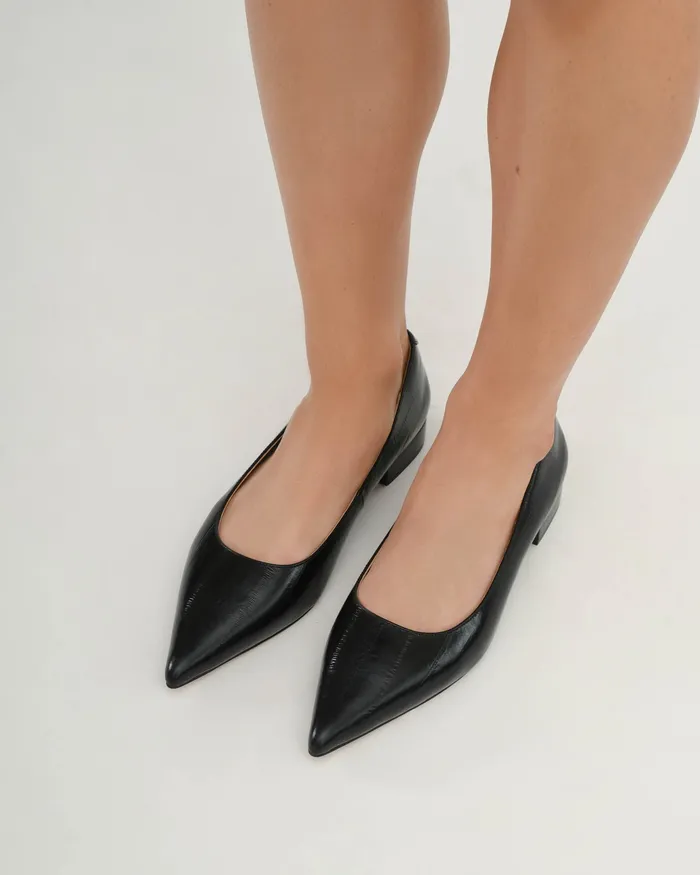 Women jomercer Anita dress flat black lizard leather BALLET Women jomercer Anita dress flat black lizard leather BALLET