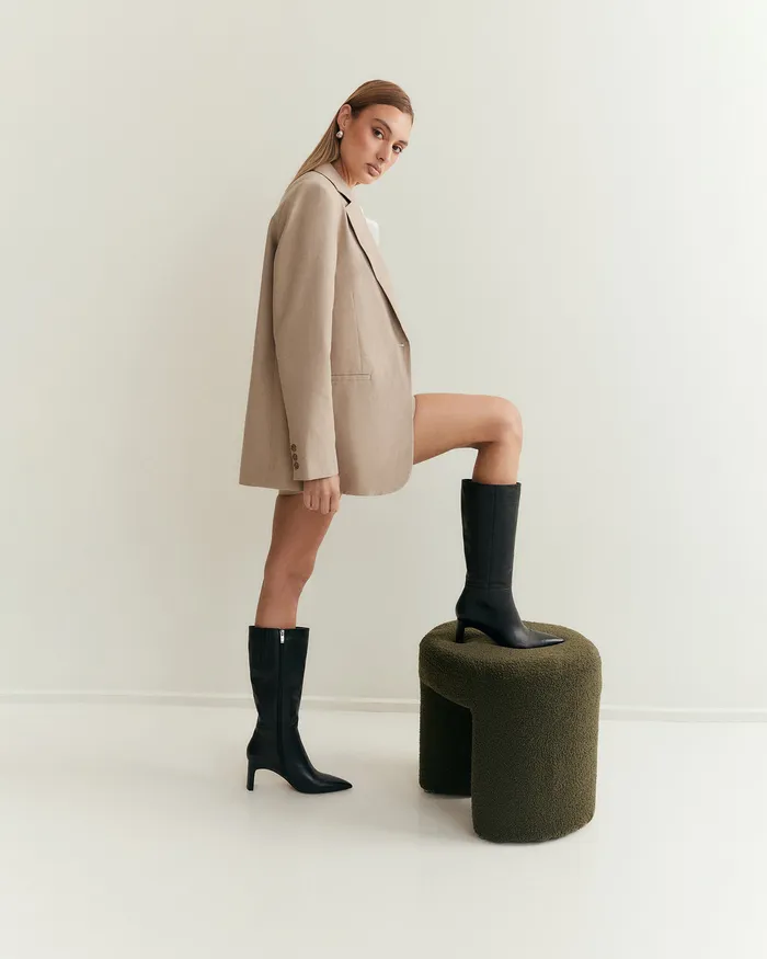 Women jomercer Pixie calf boots black leather LONG BOOTS Women jomercer Pixie calf boots black leather LONG BOOTS