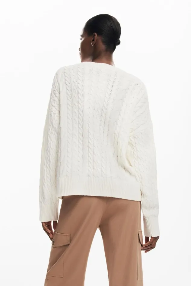 Women Jumpers Desigual Herringbone Detail Sweater