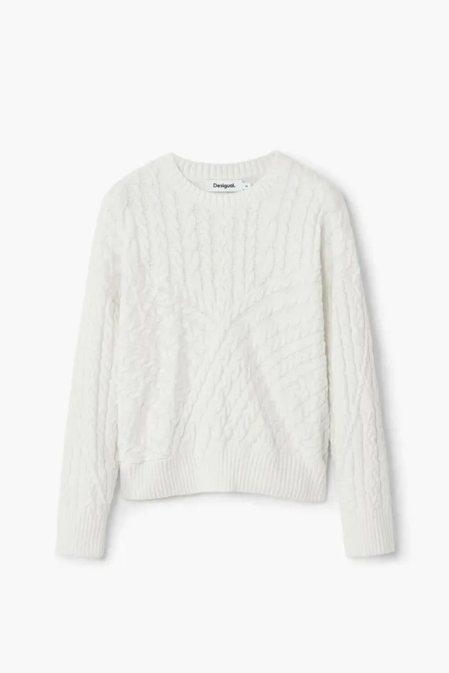 Women Jumpers Desigual Herringbone Detail Sweater